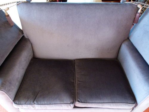 fig 1. Stylish Blue Velvet Knole Two-Seater Sofa c1930