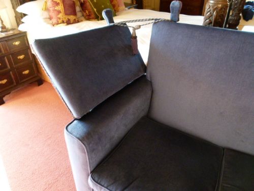 fig 2. Stylish Blue Velvet Knole Two-Seater Sofa c1930