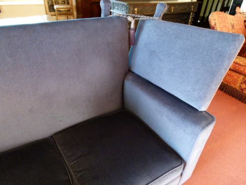fig 3. Stylish Blue Velvet Knole Two-Seater Sofa c1930