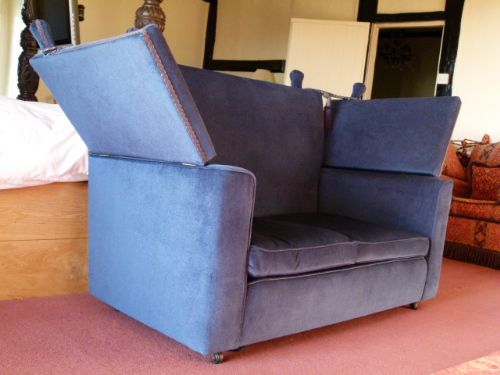 fig 4. Stylish Blue Velvet Knole Two-Seater Sofa c1930