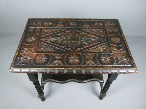 Victorian Carved Barley-twist Oak Side Occasional Table
