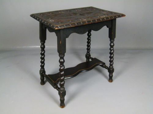 fig 2. Victorian Carved Barley-Twist Oak Side Occasional Table