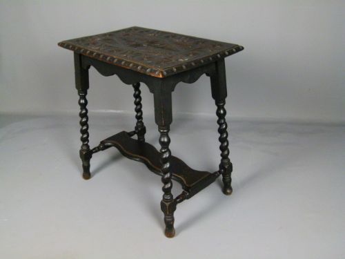 fig 3. Victorian Carved Barley-Twist Oak Side Occasional Table