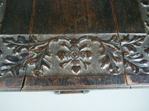 fig 2. Victorian Carved Oak Leaf & Acorn Side Occasional Gate-Leg Table