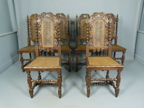 fig 1. Victorian Set Of Six Carved Oak Dining Chairs