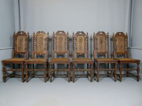 fig 2. Victorian Set Of Six Carved Oak Dining Chairs