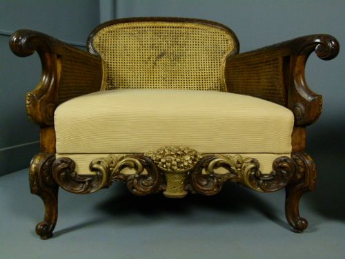 fig 2. Oustanding Quality Walnut & Giltwood Pair Of Bergere Chairs c1900.