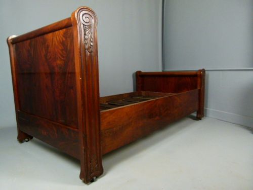 Pair of Figured Mahogany French Single Daybeds