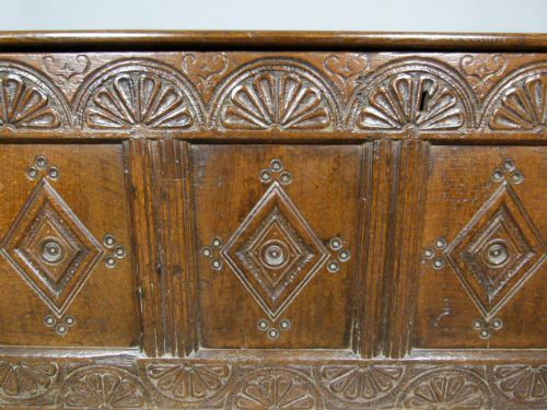 fig 1. Large 17th Century Carved Oak Coffer