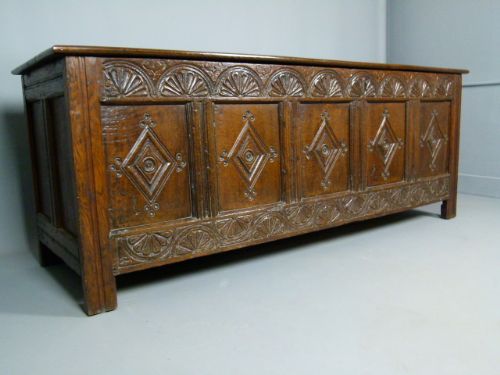fig 2. Large 17th Century Carved Oak Coffer