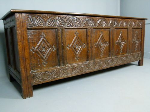 fig 3. Large 17th Century Carved Oak Coffer