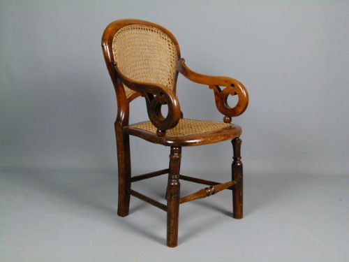 Victorian Oak & Cane Childs Chair
