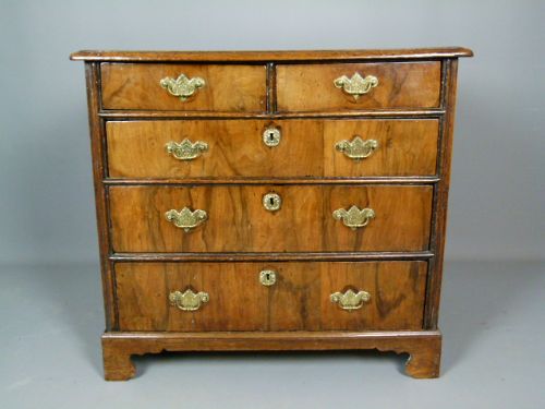 Delightful Early 18thc Small Oak & Walnut Chest of Drawers.