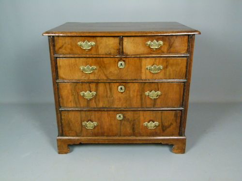 fig 1. Delightful Early 18thc Small Oak & Walnut Chest Of Drawers.