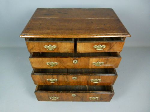 fig 3. Delightful Early 18thc Small Oak & Walnut Chest Of Drawers.