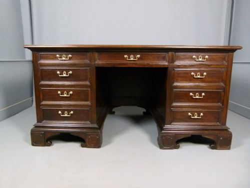 fig 1. Large 19th Century Italian Walnut Pedestal Desk.