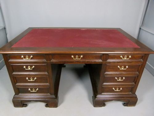 fig 2. Large 19th Century Italian Walnut Pedestal Desk.