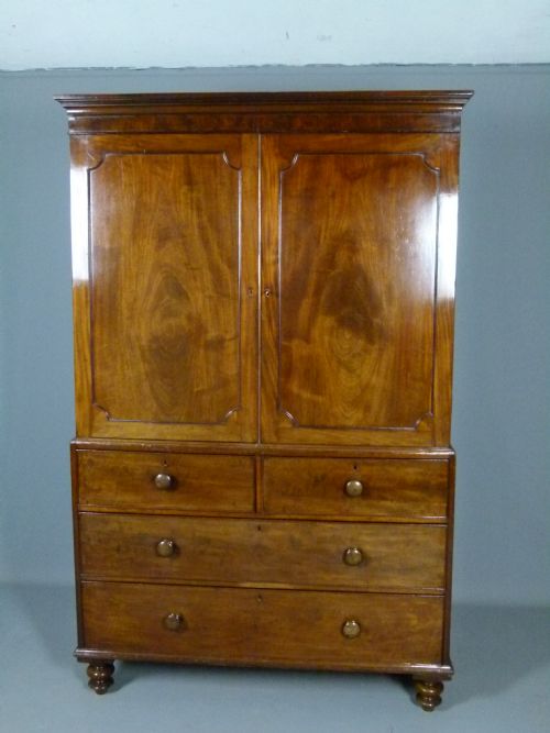 fig 1. Super Quality Georgian Mahogany Linen Press