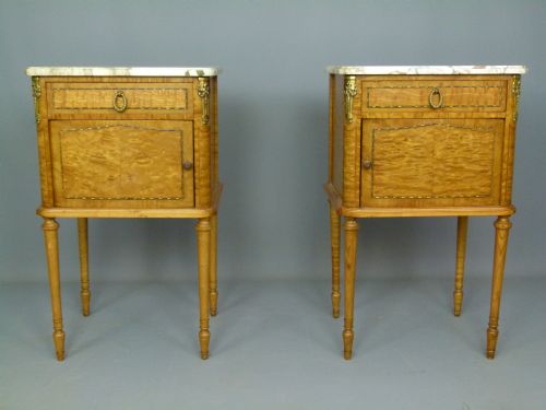fig 1. Fine Pair Of French Satinwood Bedside Cabinets.