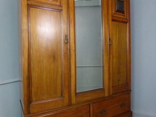 fig 4. Quality Victorian Carved Walnut Mirrored Wardrobe
