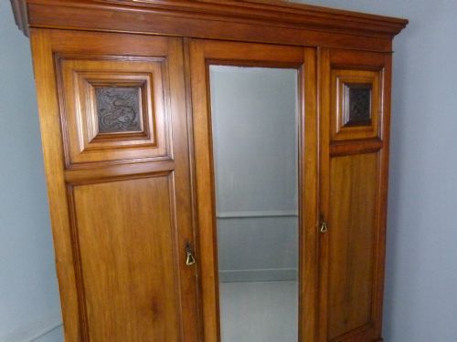 fig 5. Quality Victorian Carved Walnut Mirrored Wardrobe