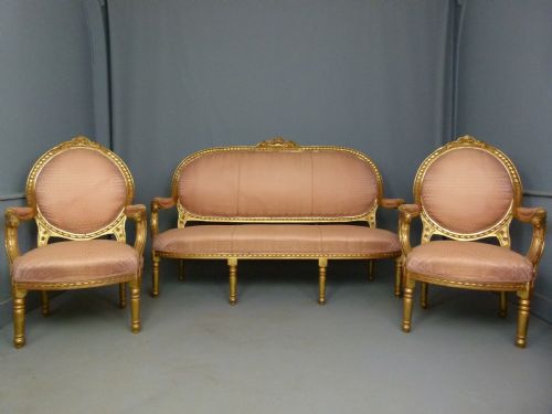 Elegant French Giltwood Three Piece Suite