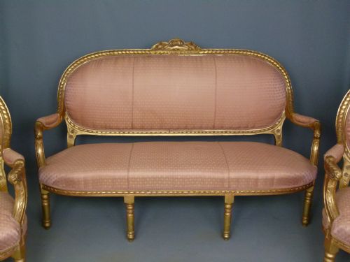 fig 1. Elegant French Giltwood Three Piece Suite