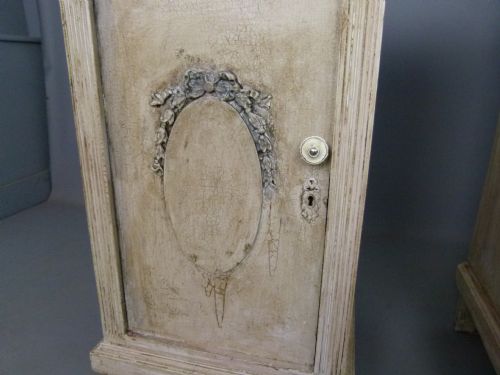 fig 2. Pair Of French Solid Oak Painted Bedside Cabinets.