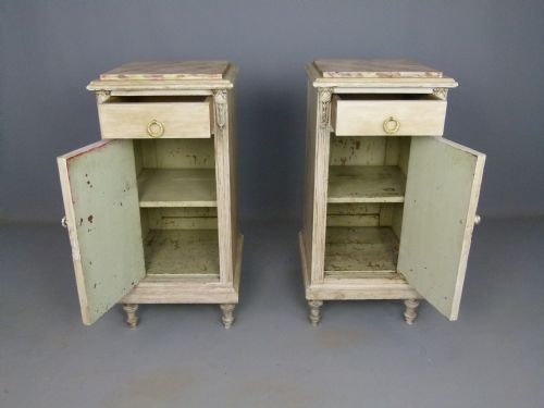 fig 3. Pair Of French Solid Oak Painted Bedside Cabinets.