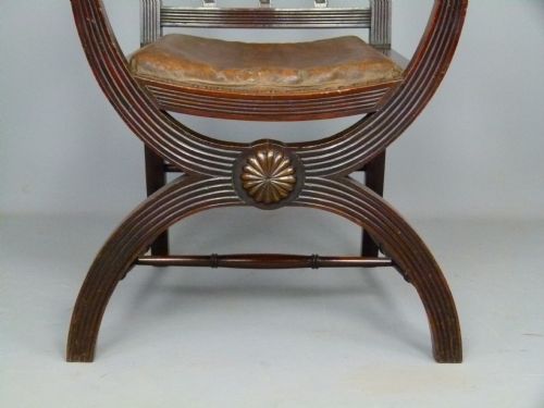 fig 2. Victorian Mahogany X Frame Arm Chair