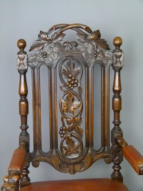 fig 3. Imposing Pair Of Victorian Carved Oak Throne Chairs