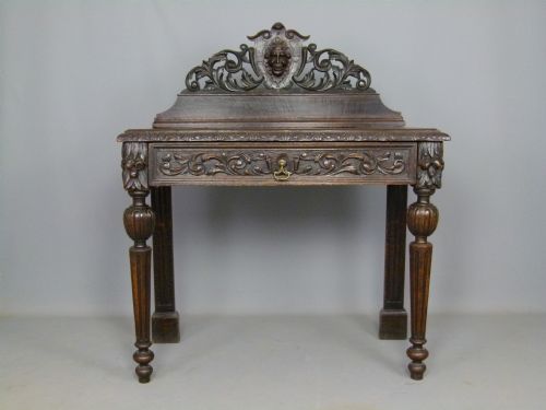 Victorian Carved Oak Hall Console Table