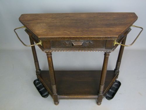 fig 1. 1920's Oak Hall Side Table Umbrella Stand