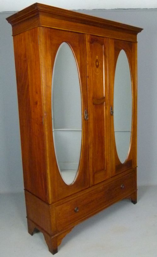 Edwardian Mahogany Double Mirrored Wardrobe