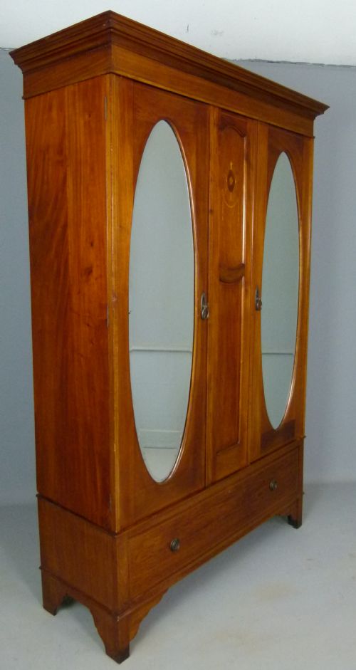 fig 1. Edwardian Mahogany Double Mirrored Wardrobe