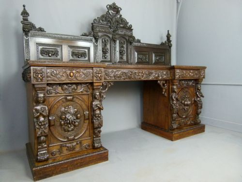 Outstanding Renaissance Revival Carved Oak Sideboard