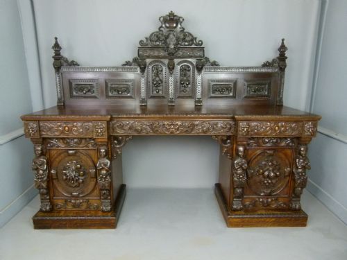 fig 1. Outstanding Renaissance Revival Carved Oak Sideboard