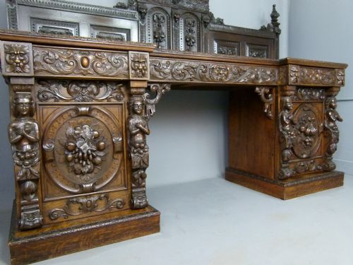 fig 4. Outstanding Renaissance Revival Carved Oak Sideboard