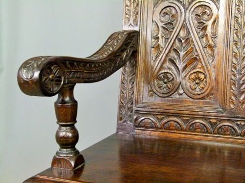 fig 3. Charming Victorian Carved Oak Settle