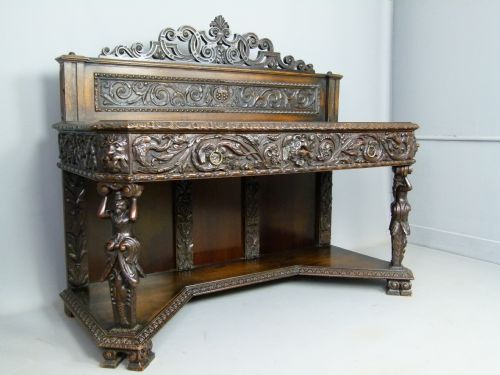 fig 2. Outstanding Renaissance Revival Victorian Carved Oak Side Table