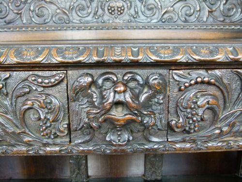 fig 4. Outstanding Renaissance Revival Victorian Carved Oak Side Table
