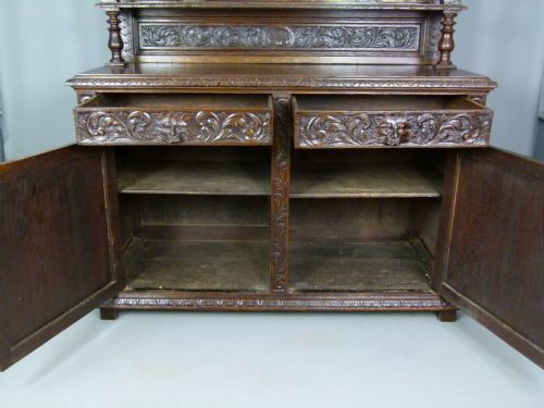 fig 4. Imposing Victorian Carved Oak Figural Mirror-Back Sideboard