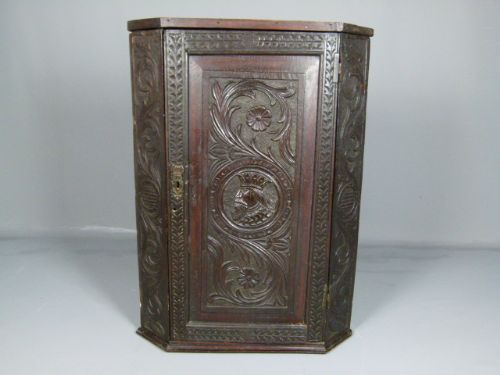 Georgian Carved Oak Corner Cabinet