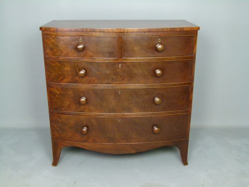 Regency Mahogany Bow-front Medium Sized Chest of Drawers