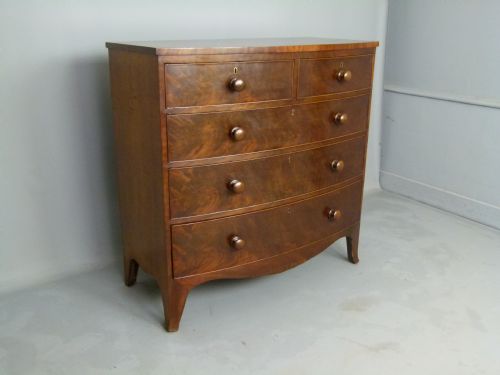 fig 1. Regency Mahogany Bow-Front Medium Sized Chest Of Drawers