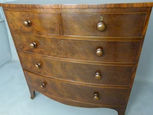 fig 2. Regency Mahogany Bow-Front Medium Sized Chest Of Drawers