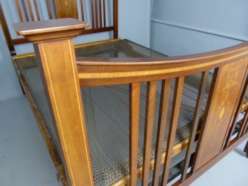 fig 4. Original Edwardian Mahogany Inlaid Double Bed & Spring Base