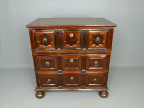 fig 1. Rare Late 17th Century Oak & Fruitwood Two Part Chest Of Drawers