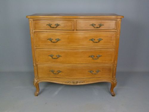 Elegant French Carved Walnut Chest of Drawers