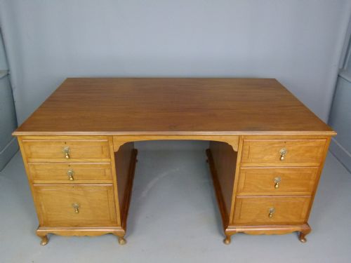 fig 1. Early 20th Century Walnut Pedestal Partners Desk c1920